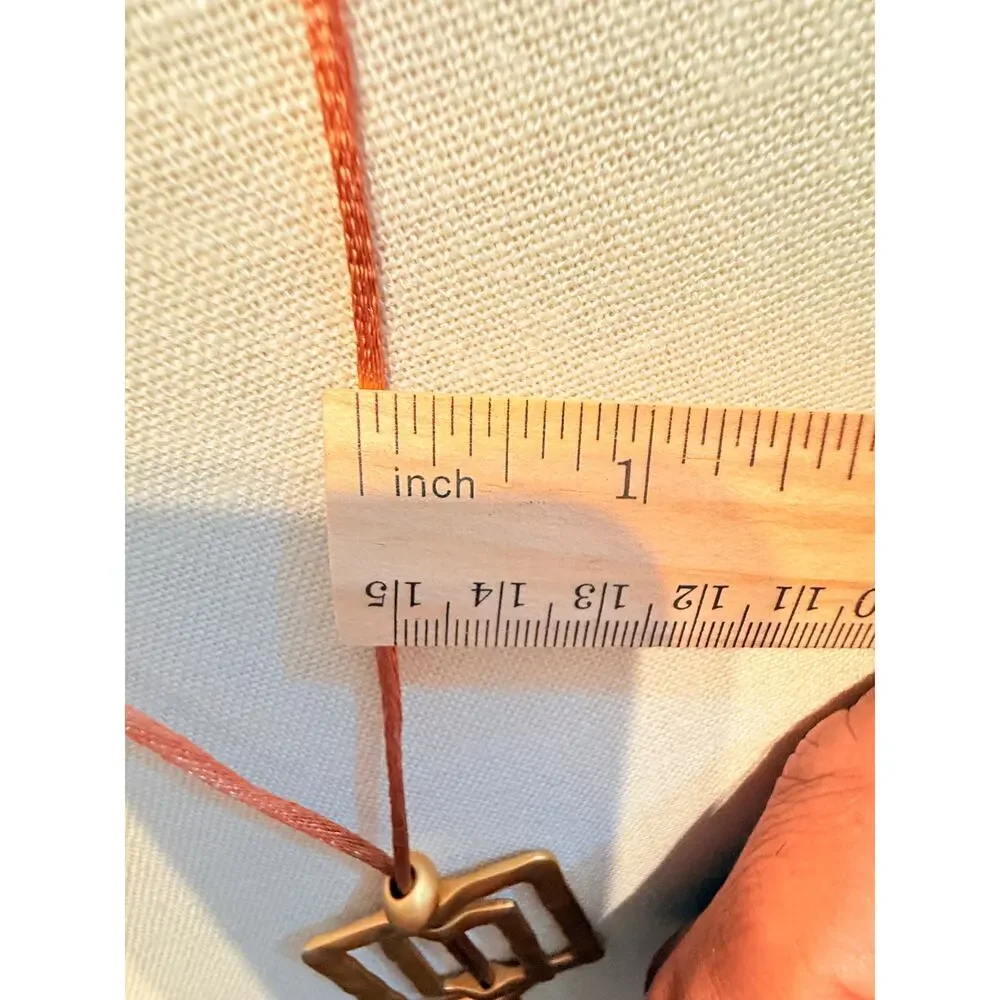 Vintage Gold Tone Geometric Pendant Necklace 30”